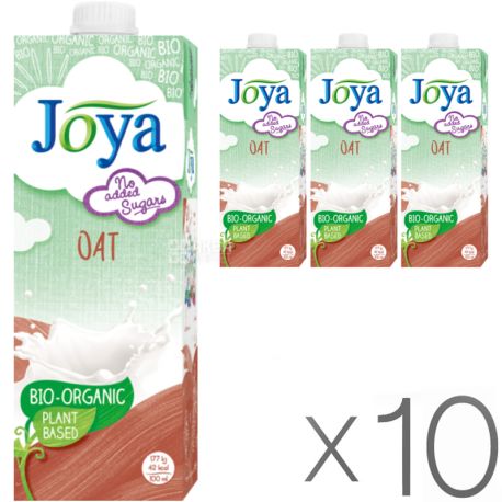 Joya Oat Organic, Упаковка 10 шт. по 1 л, Джоя, Овсяное молоко, органическое, без сахара и лактозы