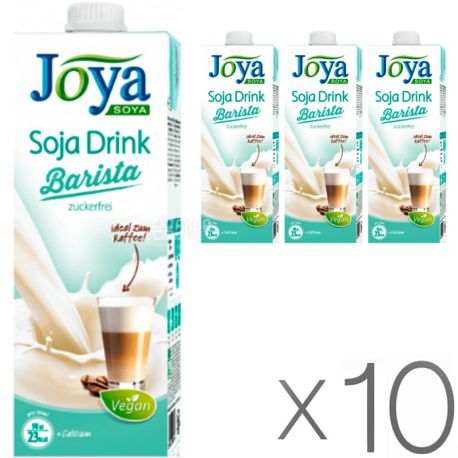 Joya Soja Barista, Упаковка 10 шт. по 1 л, Джоя, Соевое молоко Бариста, кальций, витамины, без сахара и лактозы