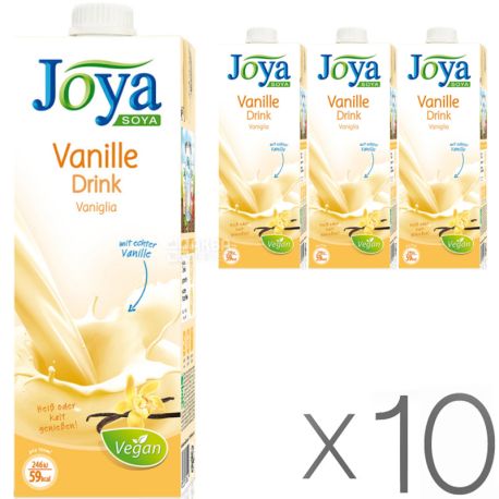 Joya Soya Vanilla, Упаковка 10 шт. по 1 л, Джоя, Соевое молоко, с ванилью