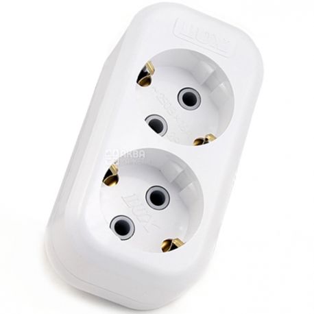 Lezard, Lila, Socket strip for 2 sockets, grounding, white