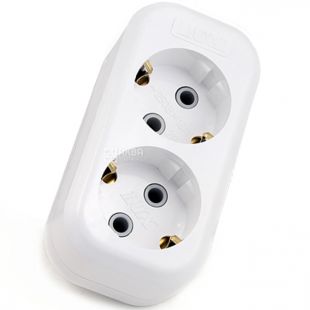 Lezard, Lila, Колодка на 2 розетки, из заземлением, белая