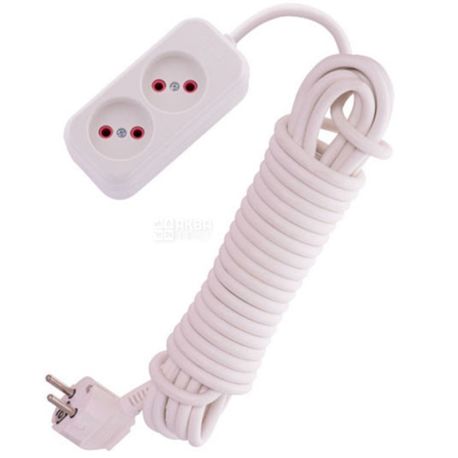 Lezard, Lila, Extension cord 2 sockets, grounded, 2 m, white