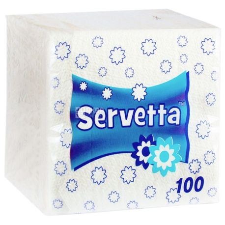 Servetta, 100 шт., 24х24 см, салфетки, Белые, м/у