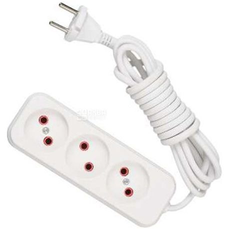 Lezard, Lila, Extension cord 3 sockets, no ground, 2 m, white