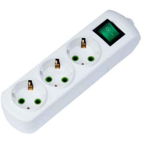 Lezard, Letitia, Socket Socket, 3 Sockets, with Grounding and Switch, White