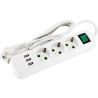 Lezard, Letitia, Удлинитель с заземлением, с выключателем и USB зарядкой, 3 входа, 2 метра