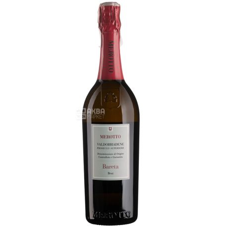 Merotto, Вино ігристе біле брют, Bareta Prosecco Superiore Brut, 0,75 л