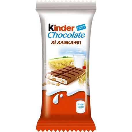 Kinder, 23,5 г, Молочний шоколад зі злаками
