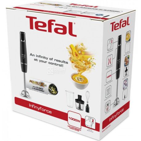 Tefal HB943838 INFINY FORCE 3в1, Блендер погружной с насадками, 1000 Вт