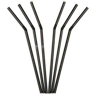 Промтус, Трубочки коктейльні з гофрою, 1000 шт., 21 см, чорні, пластикові 