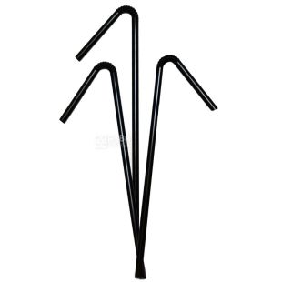 Промтус, Трубочки коктейльные с гофрой, 1000 шт., 21 см, черные, пластиковые