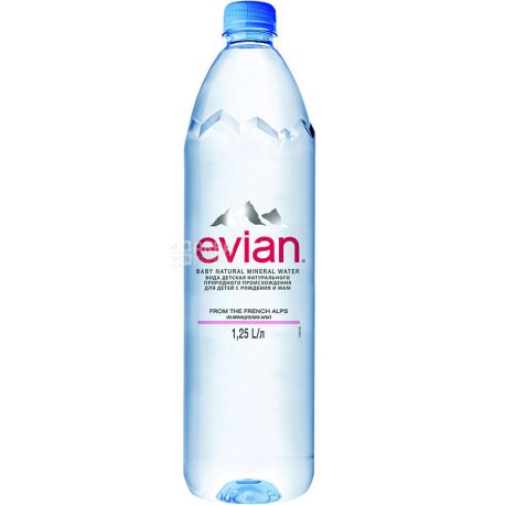 Evian, 1,25 л, Эвиан, Вода негазированная, ПЭТ