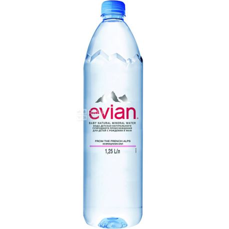 Evian, 1,25 л, Евіан, Вода негазована, ПЕТ