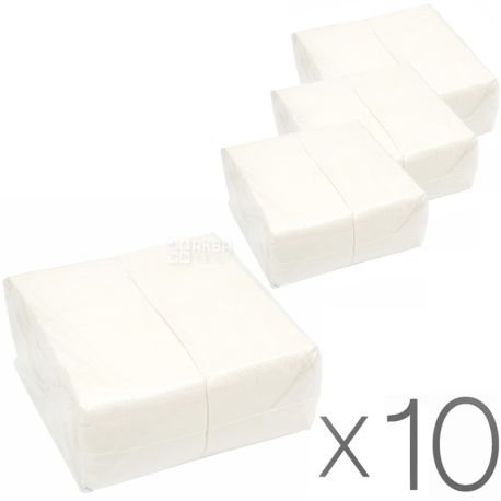 Барні серветки Економ для рук, одношарові, Упаковка 10 шт. х 500 шт., 22 х 22 см, білі
