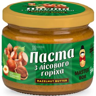  Master Bob, 200 г, Паста из лесного ореха, С шоколадом, Стекло