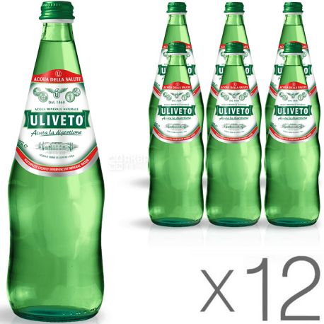 Uliveto, Упаковка 12 шт. х 0,75 л, Вода минеральная газированная, стекло