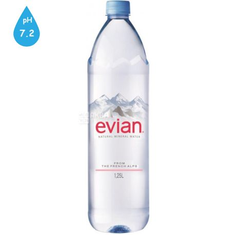 Evian, 1,25 л, Эвиан, Вода негазированная, ПЭТ