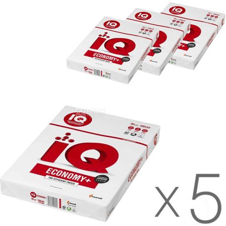 IQ, Economy, Упаковка 5 шт. х 500 л, Бумага А3, Класс С+