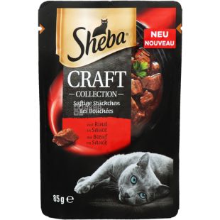  Sheba Craft, 85 г, Корм для котов, с говядиной в соусе