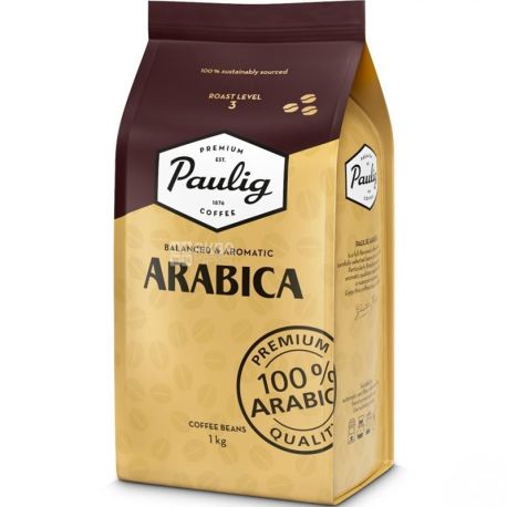 Paulig Arabica, 1 кг, Кава Пауліг Арабіка, середнього обсмаження, в зернах