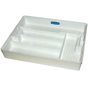 Лоток для столових приладів з піддоном, пластиковий, 37 х 30 х 6 см, в асортименті