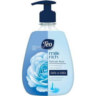 Teo, Tete-a-Tete, Delicate Rose, 400 мл, Мыло жидкое Тео, Нежная роза, с дозатором