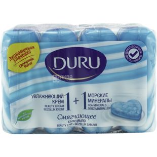 Duru Soft Sensations, 4 шт. х 80 г, Мыло твердое Дуру, Морские минералы и увлажняющий крем