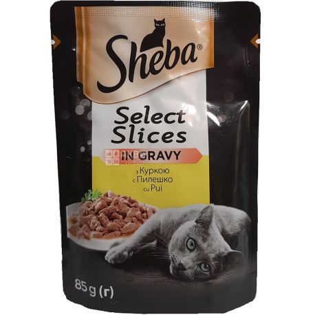Sheba Selection, 85 г, Корм для кошек, с курицей в соусе