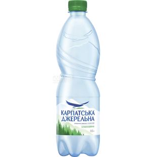 Карпатська Джерельна, 0,5 л, Вода минеральная слабогазированная, ПЭТ