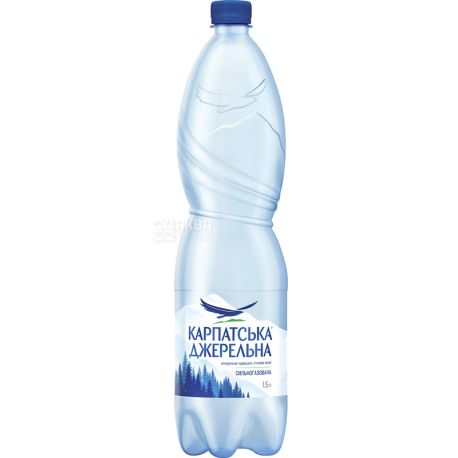 Карпатська Джерельна, 1,5 л, Вода мінеральна сильногазована, ПЕТ