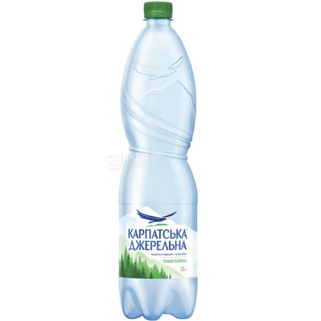 Карпатська Джерельна, 1,5 л, Вода минеральная слабогазированная, ПЭТ