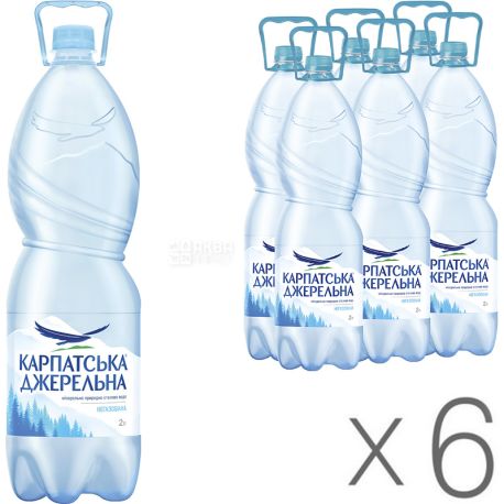 Карпатська Джерельна, 2 л, Упаковка 6 шт., Вода мінеральна негазована, ПЕТ