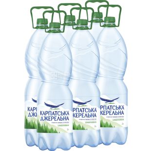 Карпатська Джерельна, 2 л, Упаковка 6 шт., Вода мінеральна слабогазована, ПЕТ