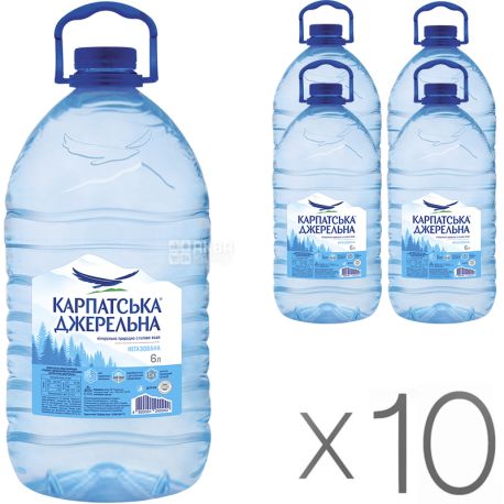 Карпатська Джерельна, 6 л, Упаковка 10 шт., Вода мінеральна негазована, ПЕТ