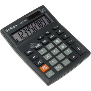 Brilliant, BS-210NR, 10 digit, Калькулятор настольный, 100 х 124 х 33 мм