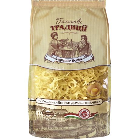 Галицькі традиції, 400 г, Макароны, Лапша Бонита, домашняя, яичная