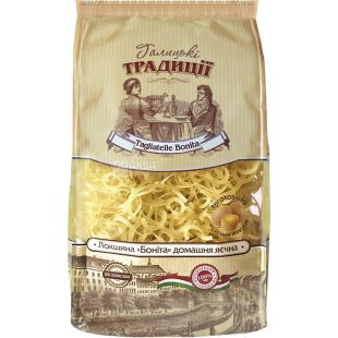 Галицькі традиції, 400 г, Макароны, Лапша Бонита, домашняя, яичная