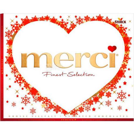 Merci Finest, 250 г, Цукерки Мерсі, асорті 8 видів шоколаду