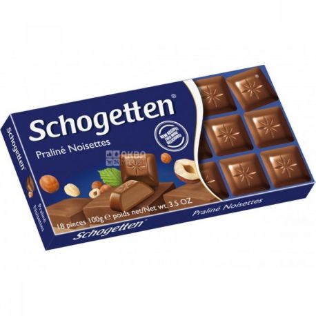 Schogetten, Praline Noisettes, 100 г, Шоколад молочный, с ореховым пралине