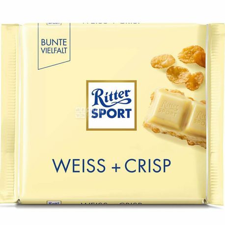 Ritter Sport, 100 г, Шоколад белый с кукурузными хлопьями