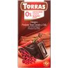 Torras negro, 75 г, Шоколад черный, с розовым перцем, корицей и перцем чили, без сахара, 52%