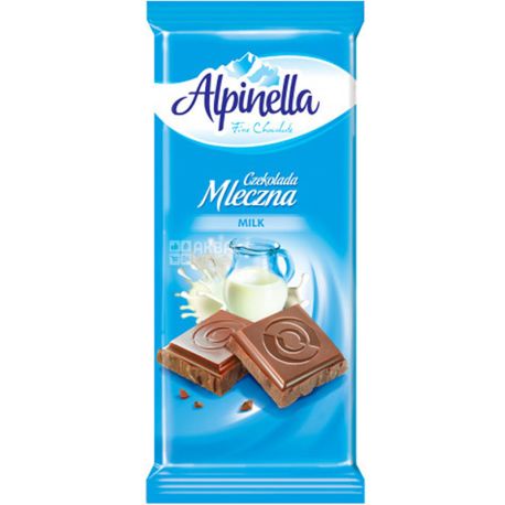 Alpinella, Mleczna, 90 г, Шоколад молочний