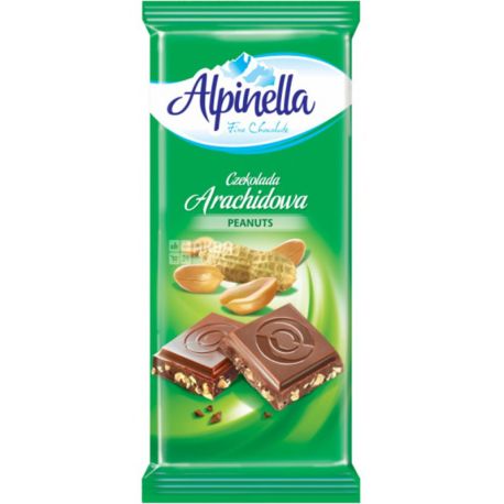 Alpinella, Peanuts, 90 г, Молочный шоколад с арахисом