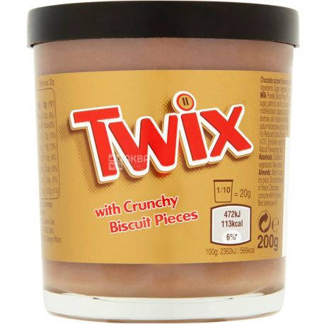 Twix, 200 g, Chocolate pasta, with crispy biscuits, glass