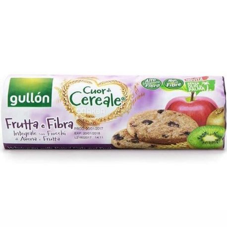 Gullon tube Cuor di Cereale, 300 г, Печенье фруктовое, со злаками