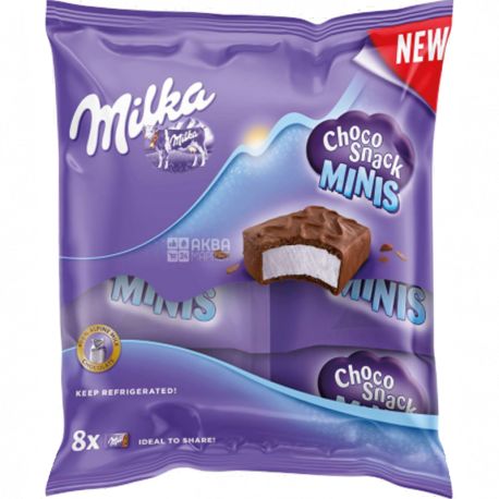 Milka, Choco Snack Minis, 128 г, Батончик шоколадний з суфле
