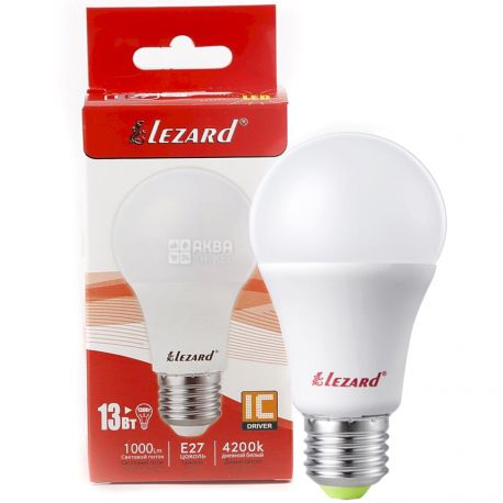 Lezard LED Glob, Лампа светодиодная, цоколь Е27, 13W, 4200K, 220V, нейтральное белое свечение, 1080 Lm