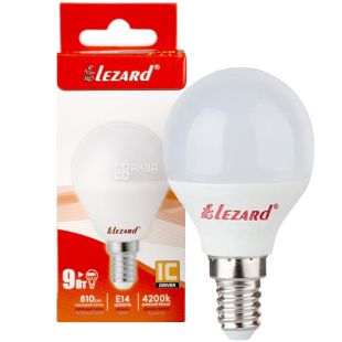 Lezard LED, Лампа світлодіодна, цоколь Е14, 9W, 4200 К, нейтральне біле світіння, 550 Lm