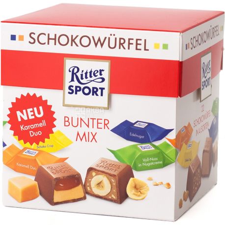 Ritter Sport, Bunter Mix, 176 г, Набір шоколадних цукерок, Горіховий мікс