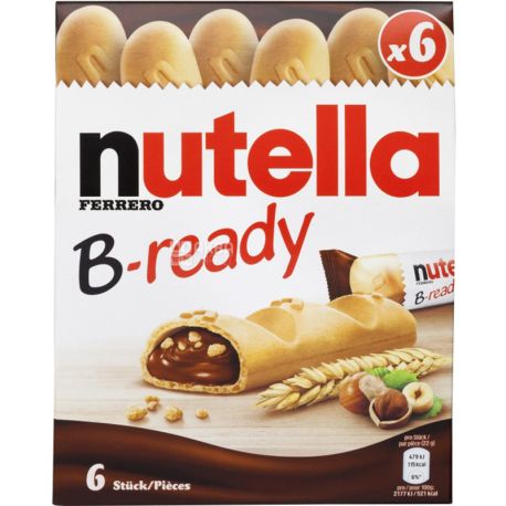 Nutella, B-ready, 132 г, Печиво з шоколадною пастою і горіхами